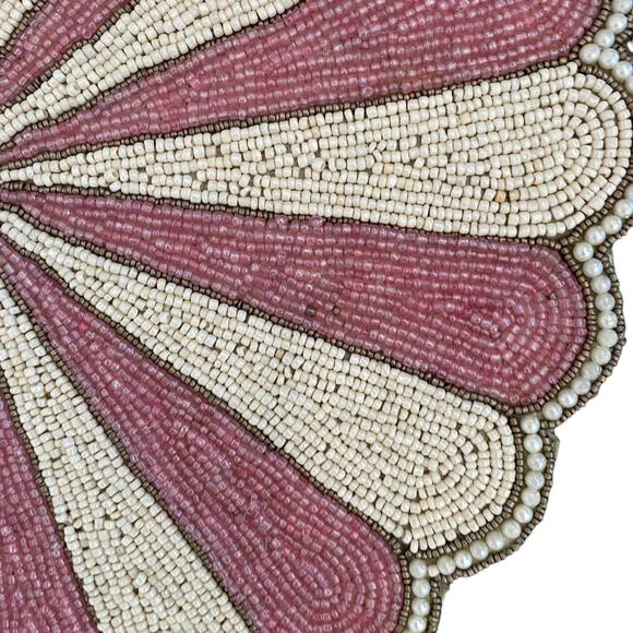 TIRAMISU HANDMADE Pink Glass Beaded Placemat Set of (2) NEW - Picture 5 of 10